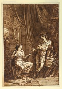 Kresba, Kleopatra prosí O, asi 1820 od Felice Giani