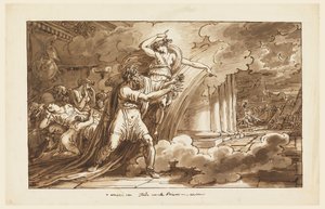 Kresba, Iris pobízí Priama, aby si od Achilla vyprosil Hektorovo tělo, 1810-20 od Felice Giani