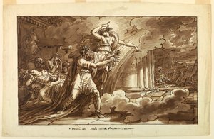 Kresba, Iris pobízí Priama, aby si od Achilla vyprosil Hektorovo tělo, 1810-20 od Felice Giani