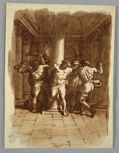 Kresba, skicák Stránka: Bičování Krista, 1810-15 od Felice Giani