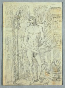 Kresba, studie ženských a dětských hlav a rukou, 1810-20 od Felice Giani
