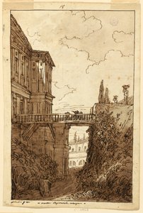 Kresba, Villa Farnese: v příkopu Caprarola, asi 1813 od Felice Giani