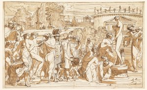 Kresba, Uctívání Venuše v klasické krajině, asi 1820 od Felice Giani