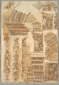 Fasáda Santa Cecilia v Bologni; Architektonické studie od Felice Giani