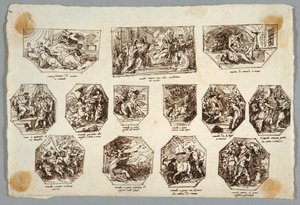 Romulus a Remus, Třináct obrazů pro Sala delle Origini di Roma, Faenza od Felice Giani