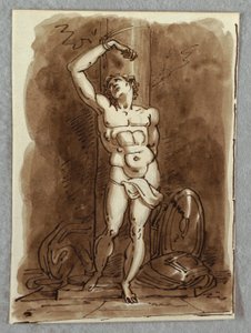Svatý Šebestián, Detail Polypticha s Pannou na trůnu, Studie po Dosso Dossi od Felice Giani
