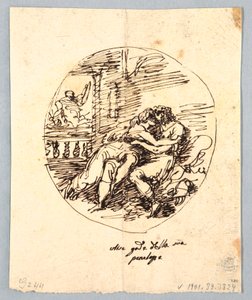 Ulysses a Penelope se objímají od Felice Giani