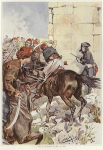 Vojáci míří svou puškou, když je napaden od Felicien baron de Myrbach Rheinfeld