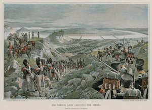 Francouzská armáda překračující Niemen od Felicien baron de Myrbach Rheinfeld