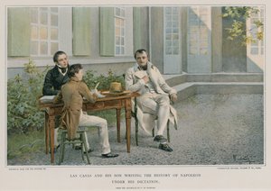 Las Casas a jeho syn píšící dějiny Napoleona pod jeho diktátem