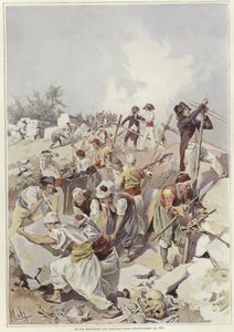 Vojáci a civilisté staví barikádu od Felicien baron de Myrbach Rheinfeld