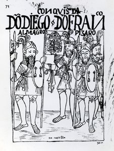 Conquistadors Diego de Almagro a Francisco Pizarro se usmířili v Kastilii od Felipe Huaman Poma de Ayala