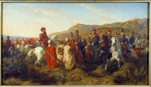 Conquete of Algeria (1830-1847): Epizoda tažení do Alžírska v roce 1840 - vévoda z Orleans Ferdinand Philippe (Ferdinand-Philippe) (1810-1842), syn krále Ludvíka Filipa (Louis-Philippe) 1., poskytuje svobodu dva arabští zajatci poblíž tábora bl