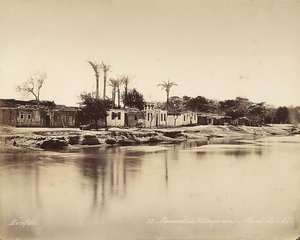 Alexandrie, Egypt: arabská vesnice na břehu Nilu od Félix Bonfils
