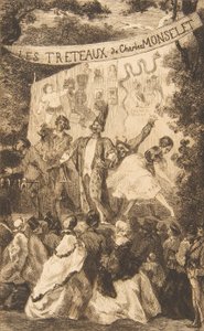 Frontispis pro Les Treteaux de Monselet, 1859. od Felix Bracquemond