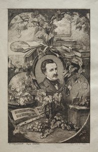 Frontispis pro „New Works of Champfleury, The Friends of Nature:“ Portrét Champfleury, podle Gustava Courbeta od Felix Bracquemond