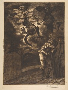 Pryč z mého sluníčka, darebáci! Panurge opouští Raminagrobis, 1854-1855. od Felix Bracquemond