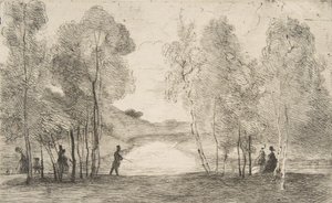 Jezero Bois de Boulogne, kolem roku 1858. od Felix Bracquemond