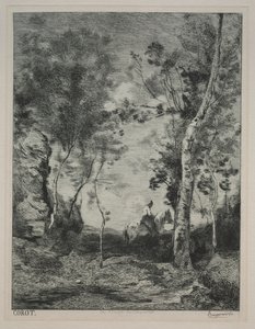 Krajina, nebo Bílý kůň, po Corot, c. 1858. od Felix Bracquemond