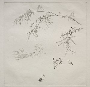 Pařížská služba (služba Haviland): Déšť (č. 10) od Felix Bracquemond