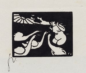 Bather with Swans, X z "Les Petites Baigneuses", 1893 od Felix Edouard Vallotton