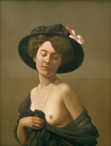 Žena zahalená v černém šátku, černém klobouku od Felix Edouard Vallotton