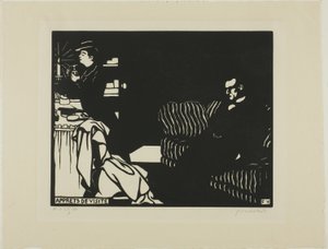 Příprava na návštěvu, talíř osm z Intimacie od Felix Edouard Vallotton