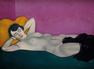 Žena ležící před fialovým pozadím. 1924 od Felix Edouard Vallotton