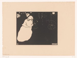 Dva pánové a paní v kočáru La Sortie (název na objektu) od Felix Edouard Vallotton