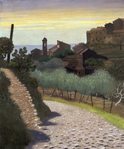 ""Pohled na kostel Saint-Anne (Sainte Anne) v Cagnes (Cagnes-sur-mer), Alpes Maritimes"" Obraz Felix Edouard Vallotton (1865-1925) 1922 Soukromá sbírka od Felix Edouard Vallotton