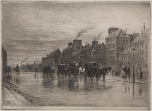 Zimní ráno na Quai de LHotel-Dieu, 1876. od Felix Hilaire Buhot