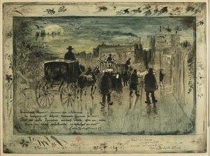 Smuteční průvod na Boulevard de Clichy, 1887 od Felix Hilaire Buhot