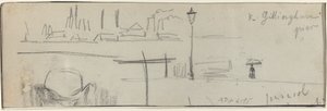 Gillingham Pier, Londýn [verso] od Felix Hilaire Buhot