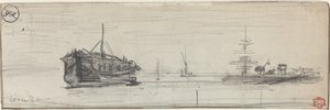 Přeprava v přístavu Londýn [recto], c. 1884. od Felix Hilaire Buhot