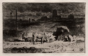Osli na kopci Cailles, c. 1875. od Felix Hilaire Buhot