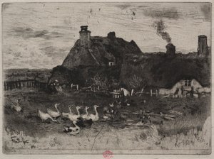 The Little Thatched Cottages, 1878. od Felix Hilaire Buhot