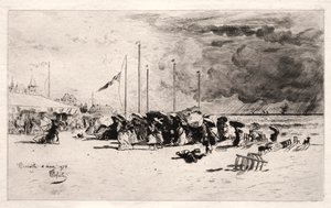 Bouře v Trouville od Felix Hilaire Buhot