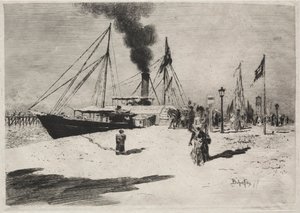 The Wharf v Trouville, 1877. od Felix Hilaire Buhot