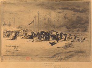 Bouře v Trouville od Felix Hilaire Buhot