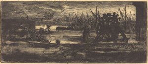Old Dock-yard v Rochesteru od Felix Hilaire Buhot