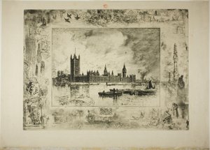 Westminsterský palác od Felix Hilaire Buhot
