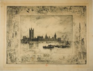 Westminsterský palác, Londýn od Felix Hilaire Buhot