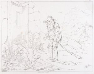 (Rip Van Winkle, ilustrace) Rip se vrací do svého domu v troskách od Felix Octavius Carr Darley