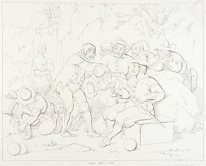 (Rip Van Winkle, ilustrace) Rip podává alkohol podivínům v horách od Felix Octavius Carr Darley