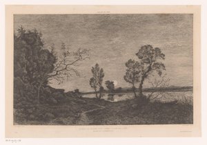 Krajina s jezerem v měsíčním světle Étang de Grand-Rue (Yonne) Clair de Lune (titul na předmětu) od Felix Oudart
