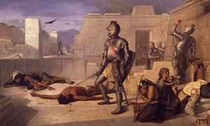 Masakr Chobala během španělského dobytí, Felix Parra (1845-1919), Mexiko
