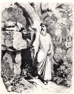 Lidská oběť od galského druida, z „Histoire de France“ od L. P. Anquetila, 1851 od Felix Philippoteaux