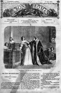 Římský seriál: „Tři mušketýři“ od Alexandra Dumase (1802-1870). Rakouská královna Anna (1601-1666), podezřelá z nevěry ze strany svého manžela Ludvíka XIII., musí kancléři doručit dopis, který údajně napsala vévodovi z Buckinghamu. od Felix Philippoteaux