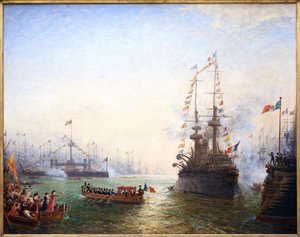 Toulon, návštěva prezidenta Emila Loubeta (1838-1929) ve francouzském a italském křídle v dubnu 1901. Obraz Felixe Ziema (1821-1911), olej na plátně od Félix Ziem