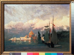 Na Něvě (Rusko) - Na Něvě - Obraz Fjodora Vasiljeva (Fjodor Alexandrovič, Fiodor Alexandrovič Vasiliev (1850-1873), olej na plátně - ruské umění